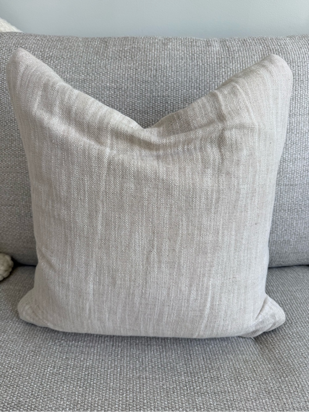Crate & Barrel Byzan Pillow Covers (3) 23”x23” Sage Green with Cream Accents - Picture 4 of 4